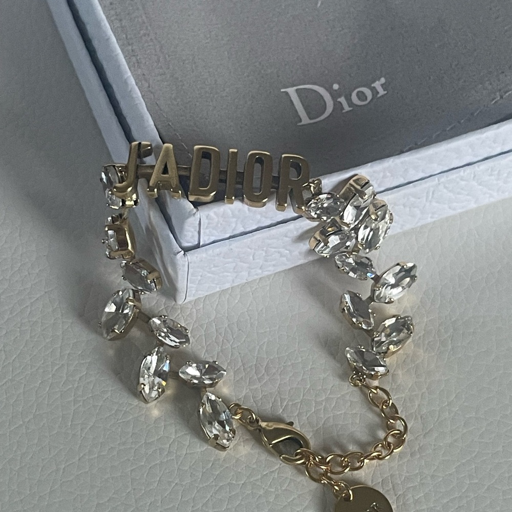 Christian Dior 'J'adior' Logo Bracelet with Crystal Accents - Picture 5 of 8